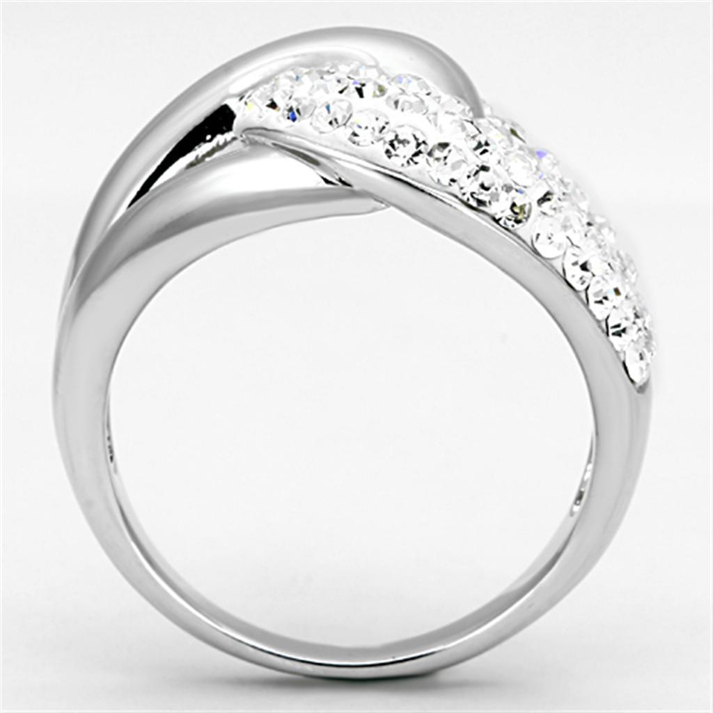3W466 - Rhodium Brass Ring with Top Grade Crystal  in Clear-2