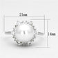 3W477 - Rhodium Brass Ring with Synthetic Pearl in White-1