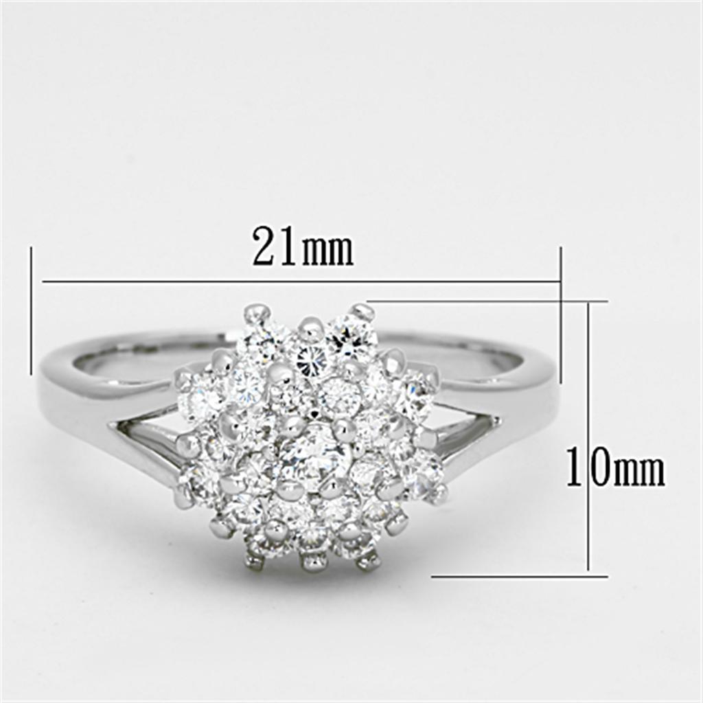 3W479 - Rhodium Brass Ring with AAA Grade CZ  in Clear-1