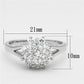 3W479 - Rhodium Brass Ring with AAA Grade CZ  in Clear-1