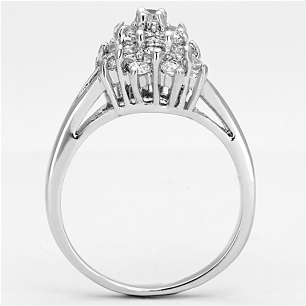 3W479 - Rhodium Brass Ring with AAA Grade CZ  in Clear-2