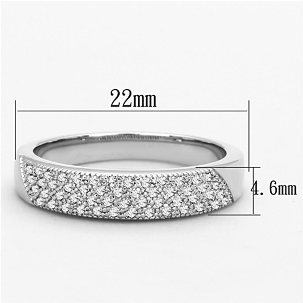 3W482 - Rhodium Brass Ring with AAA Grade CZ  in Clear-1