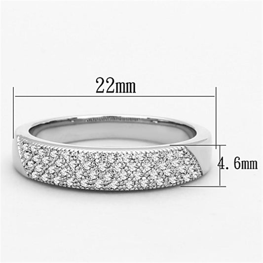 3W482 - Rhodium Brass Ring with AAA Grade CZ  in Clear-1