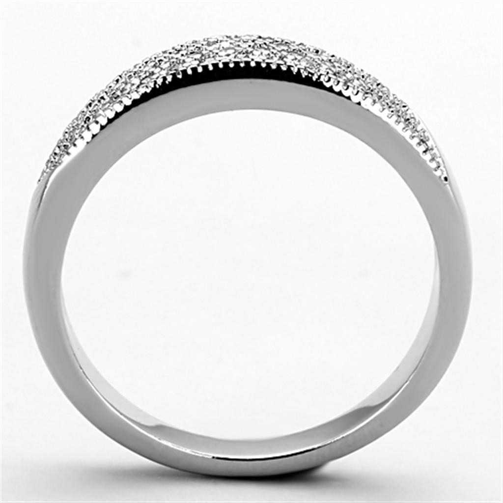 3W482 - Rhodium Brass Ring with AAA Grade CZ  in Clear-2