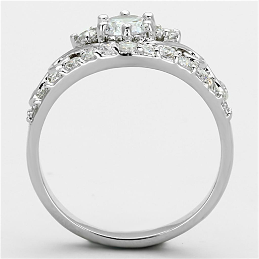 3W483 - Rhodium Brass Ring with Top Grade Crystal  in Clear-2