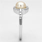 3W487 - Rhodium Brass Ring with Synthetic Pearl in White-3