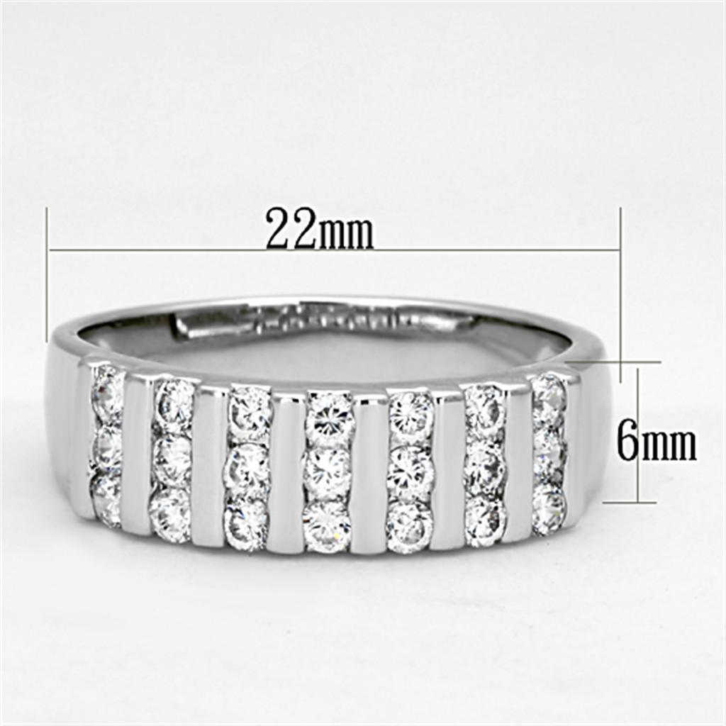 3W488 - Rhodium Brass Ring with AAA Grade CZ  in Clear-1
