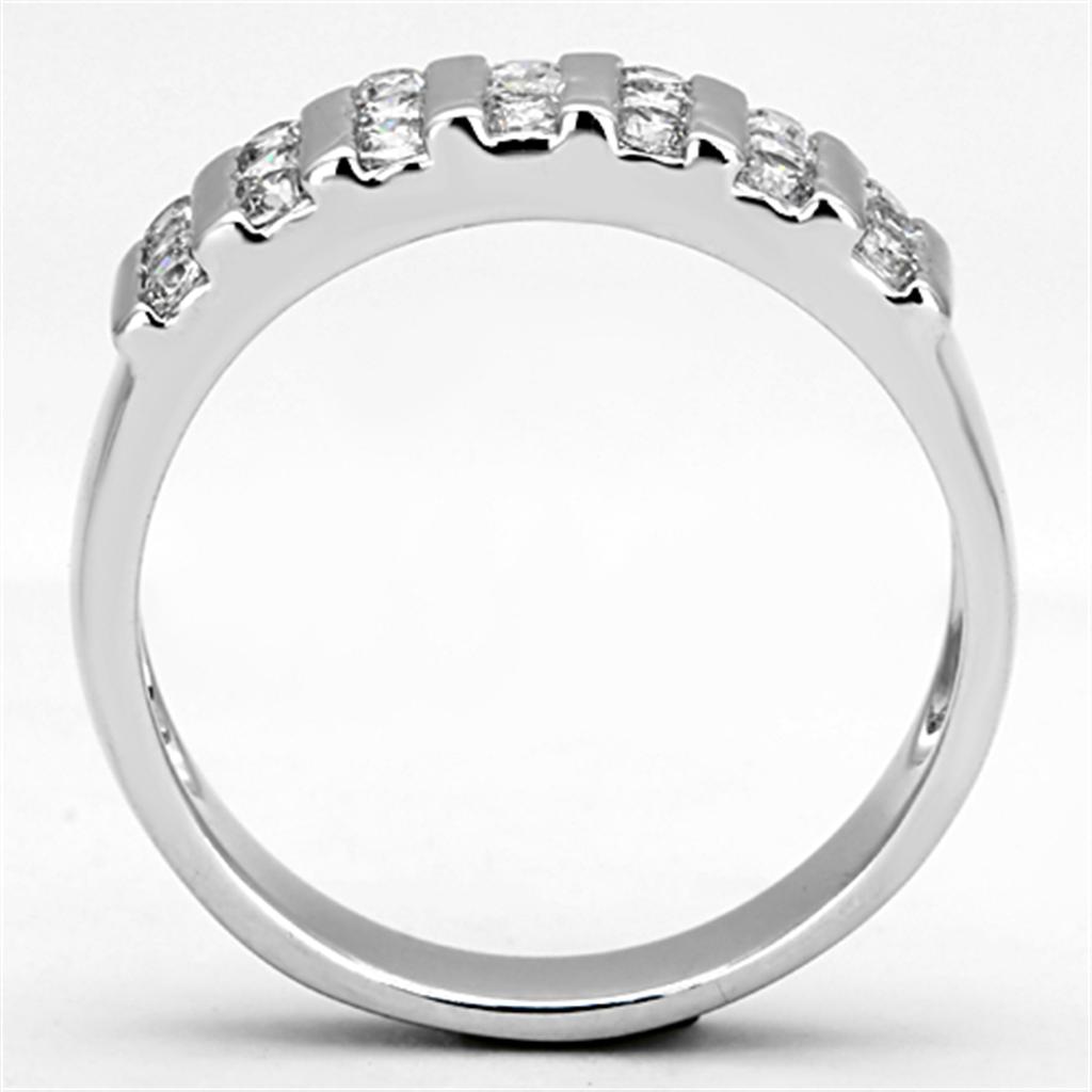 3W488 - Rhodium Brass Ring with AAA Grade CZ  in Clear-2