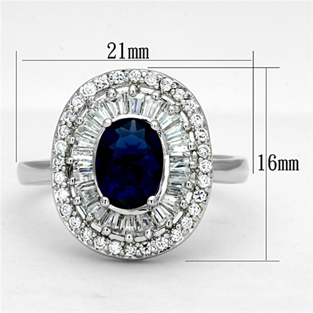 3W495 - Rhodium Brass Ring with Synthetic Synthetic Glass in Sapphire-1