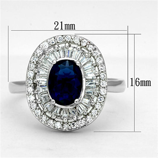3W495 - Rhodium Brass Ring with Synthetic Synthetic Glass in Sapphire-1
