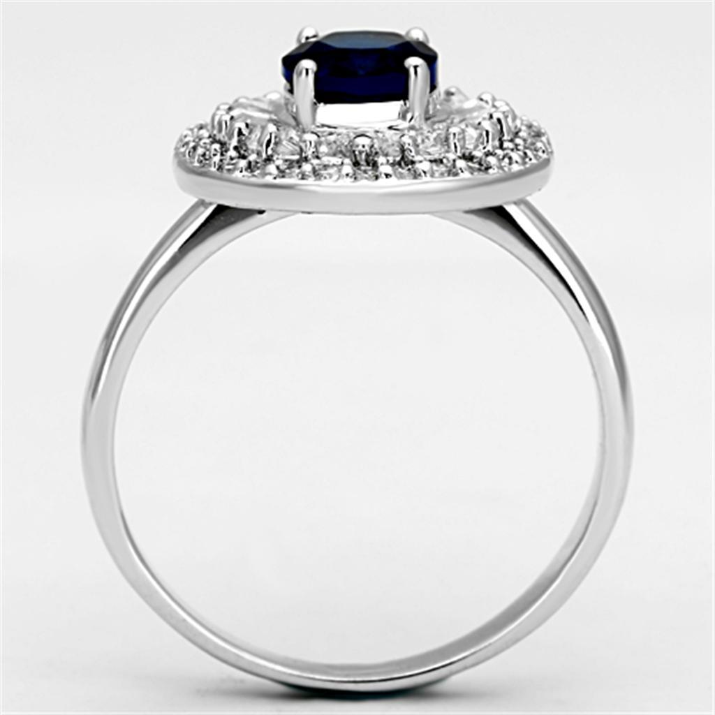 3W495 - Rhodium Brass Ring with Synthetic Synthetic Glass in Sapphire-2