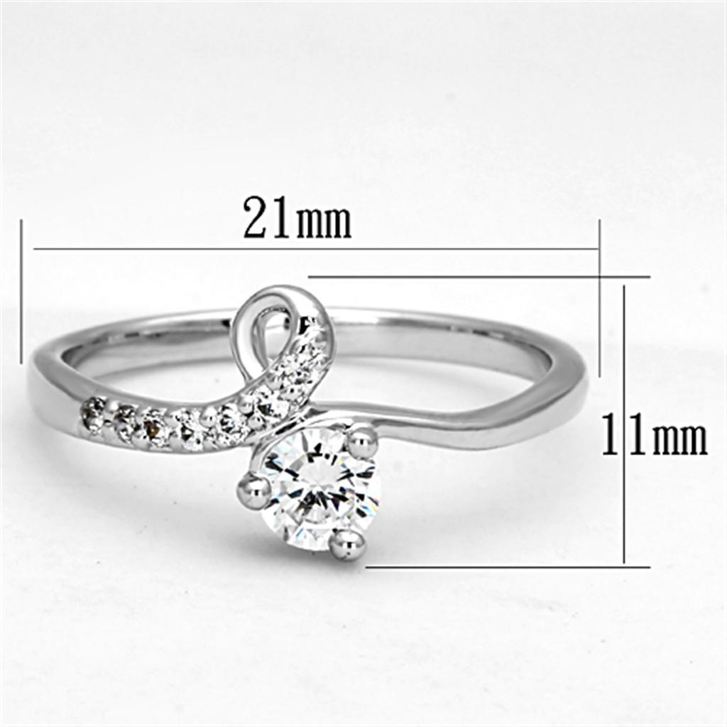 3W497 - Rhodium Brass Ring with AAA Grade CZ  in Clear-1