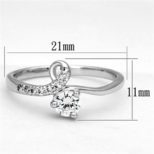 3W497 - Rhodium Brass Ring with AAA Grade CZ  in Clear-1