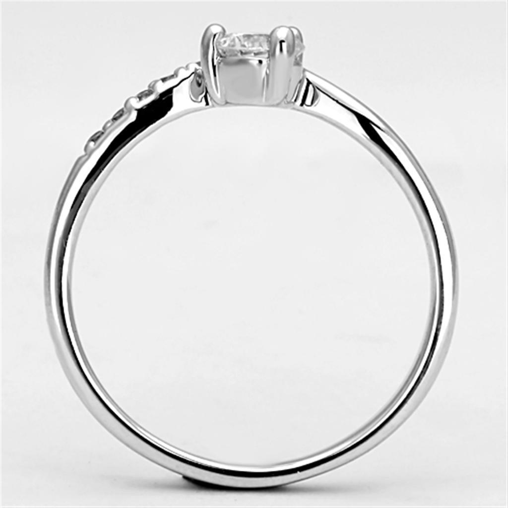 3W497 - Rhodium Brass Ring with AAA Grade CZ  in Clear-2