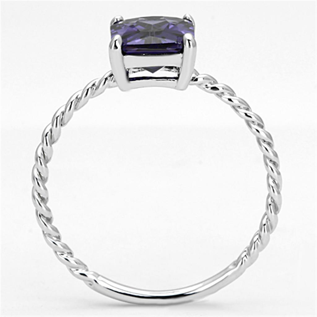 3W498 - Rhodium Brass Ring with AAA Grade CZ  in Amethyst-2