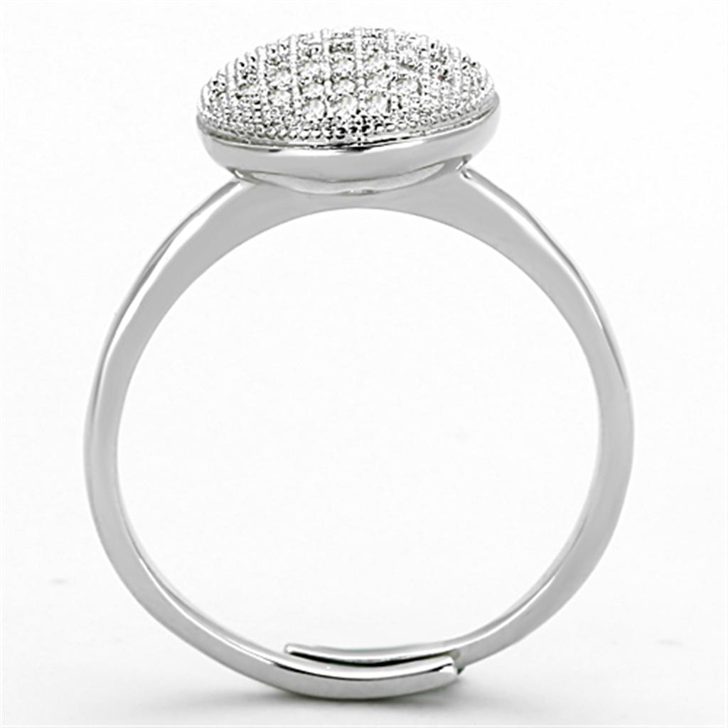 3W502 - Rhodium Brass Ring with AAA Grade CZ  in Clear-2