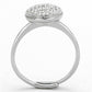 3W502 - Rhodium Brass Ring with AAA Grade CZ  in Clear-2