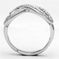 3W503 - Rhodium Brass Ring with AAA Grade CZ  in Clear-2