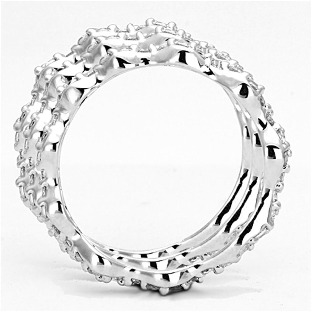 3W508 - Rhodium Brass Ring with AAA Grade CZ  in Clear-2