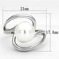 3W512 - Rhodium Brass Ring with Synthetic Pearl in White-1