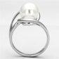 3W512 - Rhodium Brass Ring with Synthetic Pearl in White-2