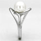 3W512 - Rhodium Brass Ring with Synthetic Pearl in White-3