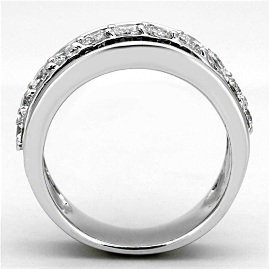 3W513 - Rhodium Brass Ring with AAA Grade CZ  in Black Diamond-2