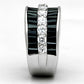 3W513 - Rhodium Brass Ring with AAA Grade CZ  in Black Diamond-3