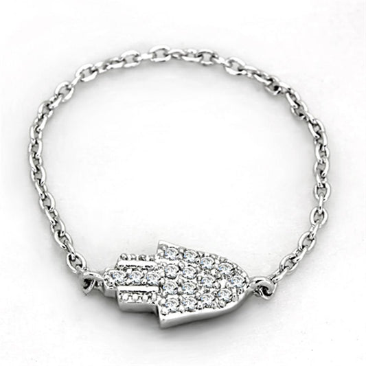 3W515 - Rhodium Brass Ring with AAA Grade CZ  in Clear-1