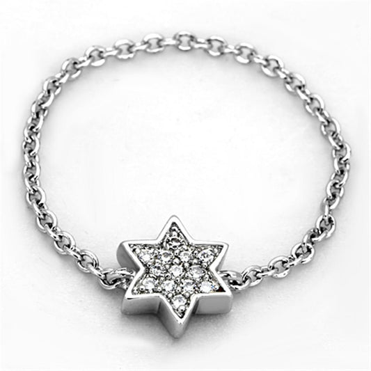 3W517 - Rhodium Brass Ring with AAA Grade CZ  in Clear-1