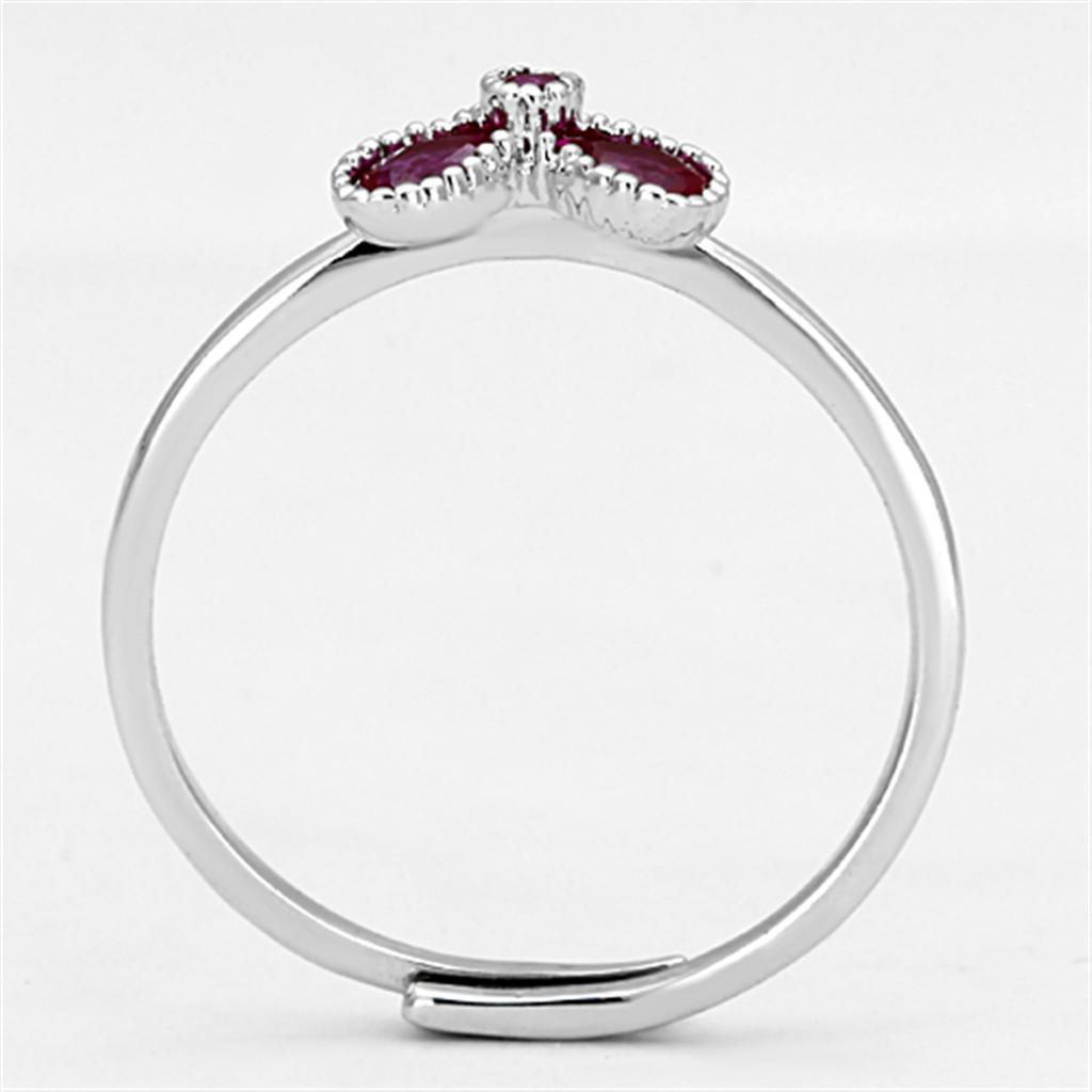 3W521 - Rhodium Brass Ring with Synthetic Corundum in Ruby-2