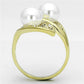 3W522 - Gold Brass Ring with Synthetic Pearl in White-2