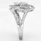 3W523 - Rhodium Brass Ring with AAA Grade CZ  in Clear-3