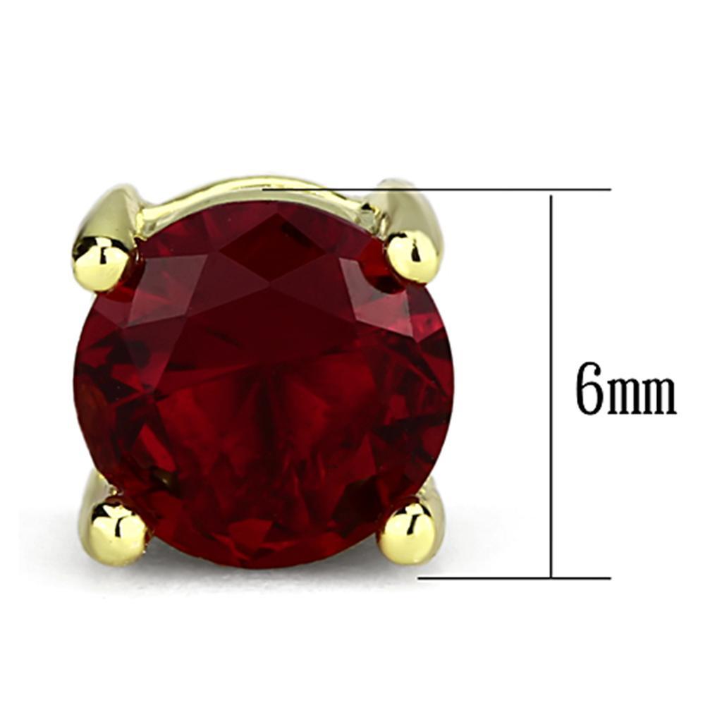 3W557 - Gold Brass Earrings with Synthetic Synthetic Glass in Siam-1