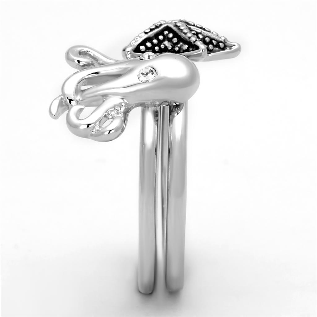 3W564 - Rhodium Brass Ring with Top Grade Crystal  in Clear-3