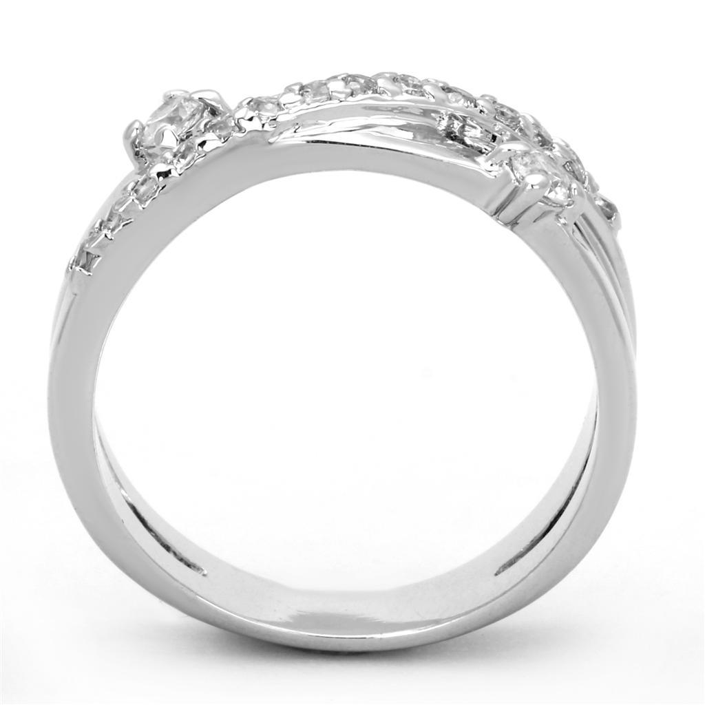 3W565 - Rhodium Brass Ring with AAA Grade CZ  in Clear-2