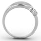 3W566 - Rhodium Brass Ring with AAA Grade CZ  in Clear-2
