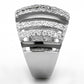 3W567 - Rhodium + Ruthenium Brass Ring with AAA Grade CZ  in Clear-3