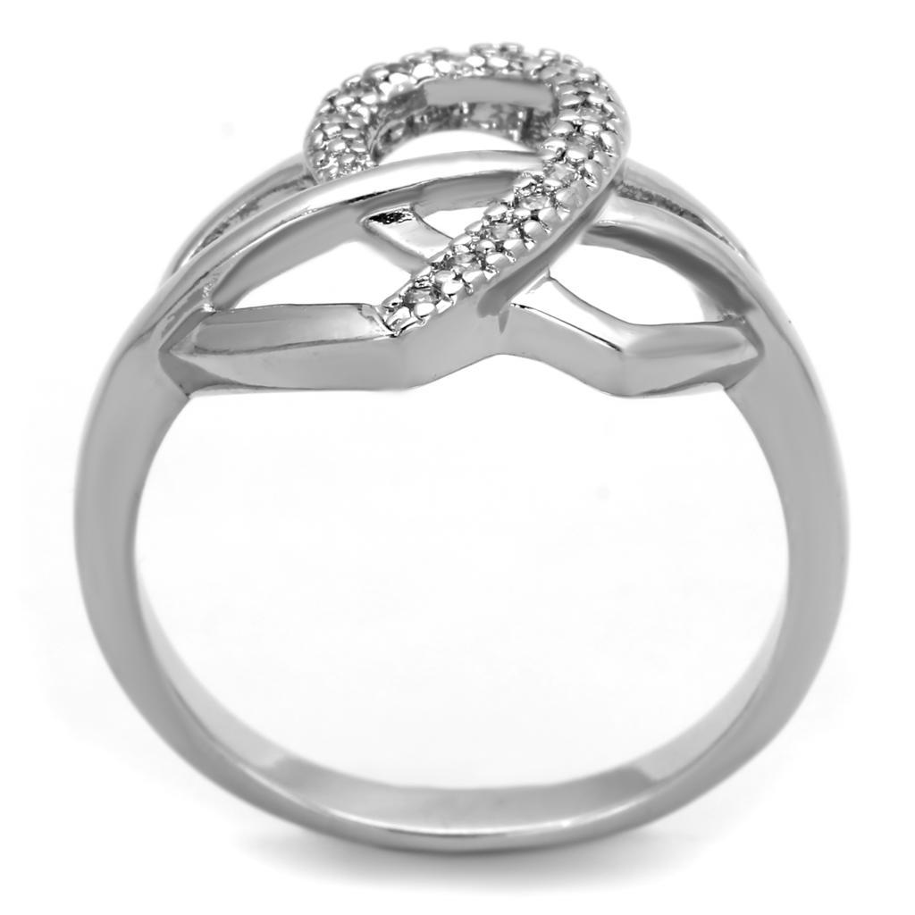 3W569 - Rhodium Brass Ring with AAA Grade CZ  in Clear-2