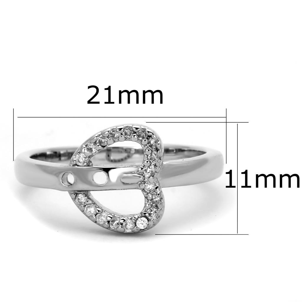 3W573 - Rhodium Brass Ring with AAA Grade CZ  in Clear-1