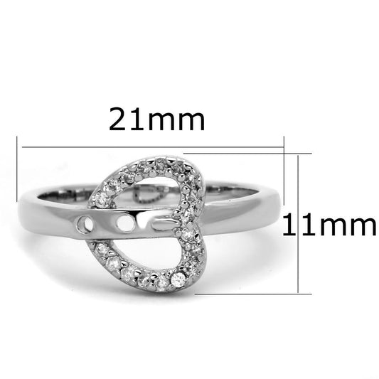 3W573 - Rhodium Brass Ring with AAA Grade CZ  in Clear-1