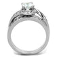 3W575 - Rhodium Brass Ring with AAA Grade CZ  in Clear-2