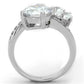 3W576 - Rhodium Brass Ring with AAA Grade CZ  in Clear-2