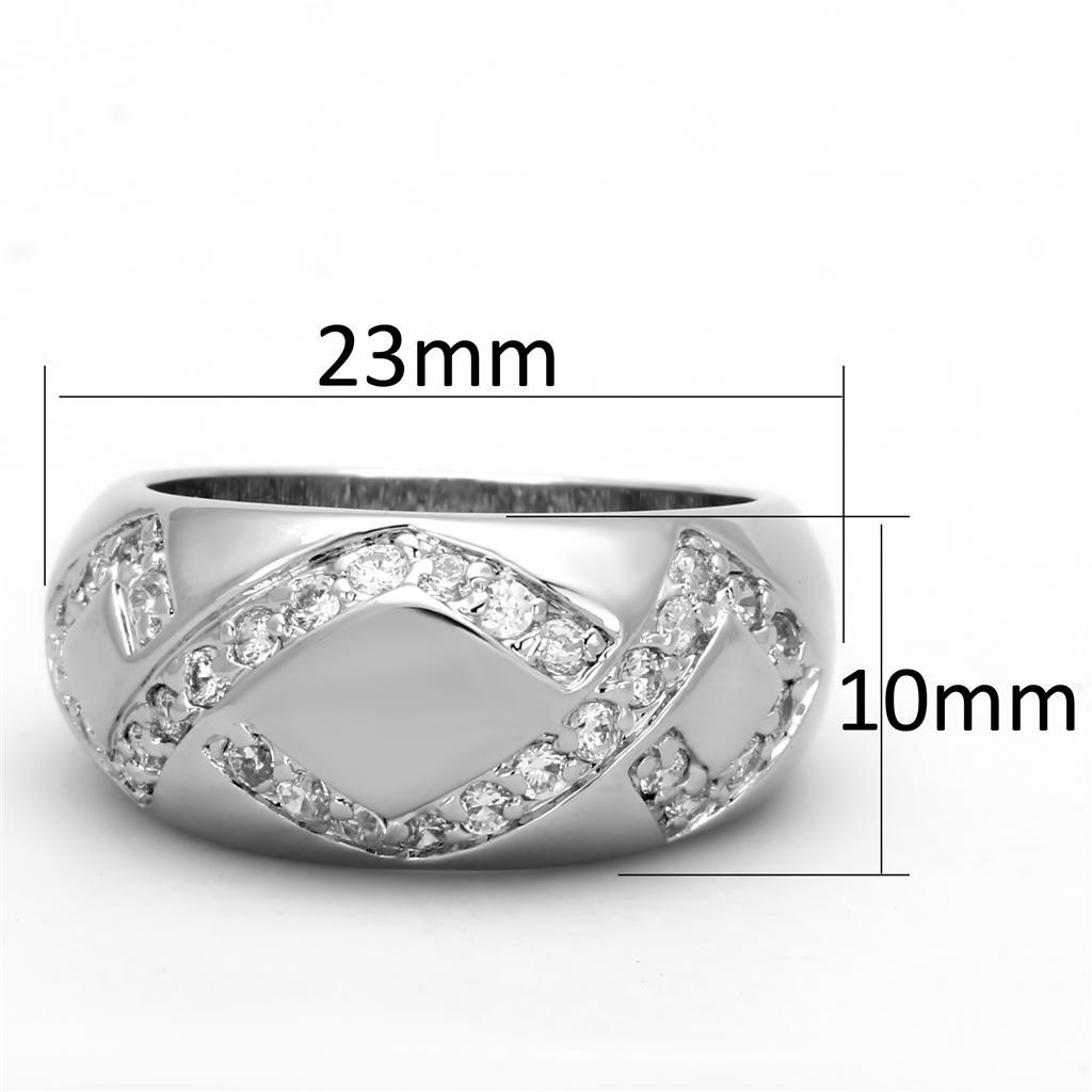3W582 - Rhodium Brass Ring with AAA Grade CZ  in Clear-1