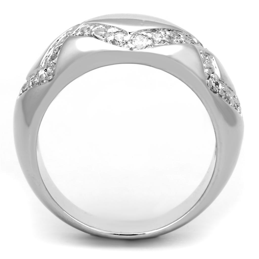 3W582 - Rhodium Brass Ring with AAA Grade CZ  in Clear-2