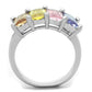 Dana Cocktail Ring - Rhodium Brass, AAA CZ , Multi Color - 3W583-2