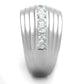 3W588 - Rhodium Brass Ring with AAA Grade CZ  in Clear-3