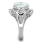 3W589 - Rhodium Brass Ring with AAA Grade CZ  in Clear-3