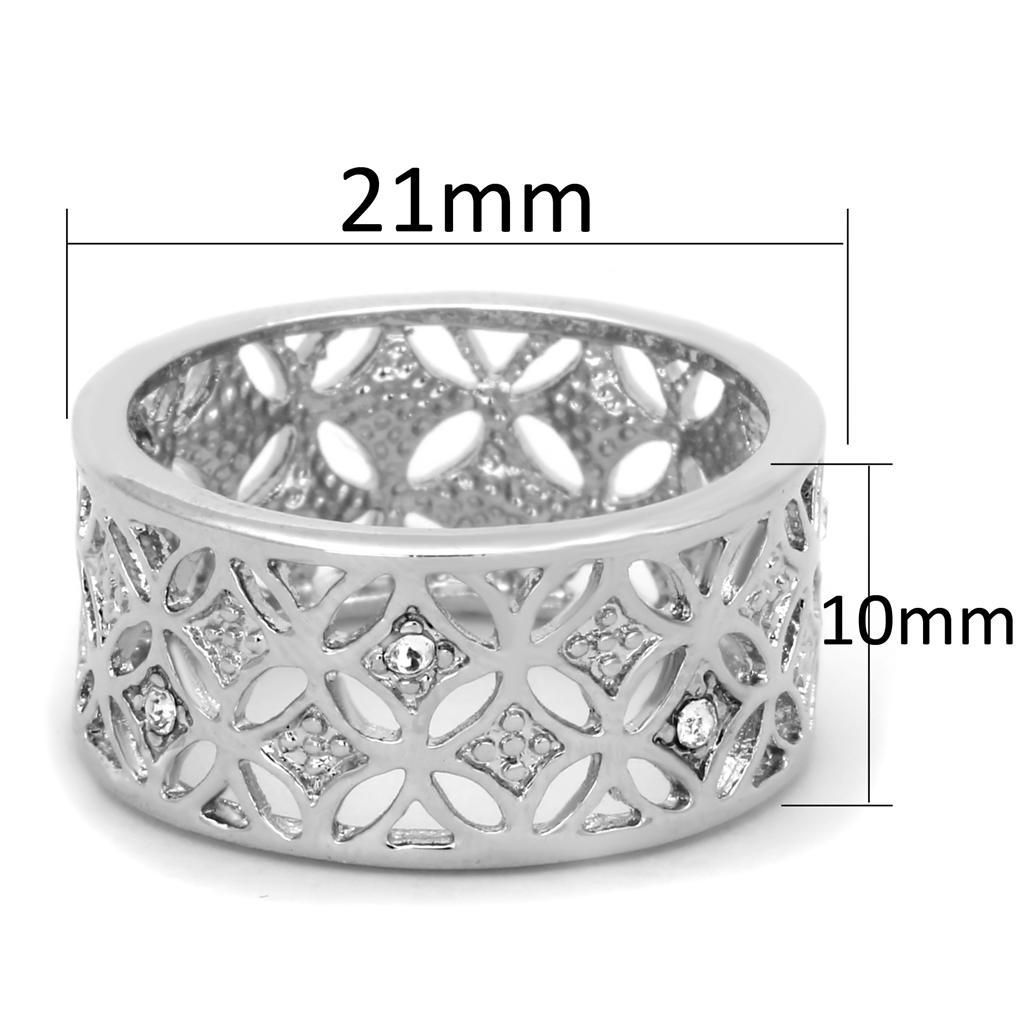 3W590 - Rhodium Brass Ring with Top Grade Crystal  in Clear-1