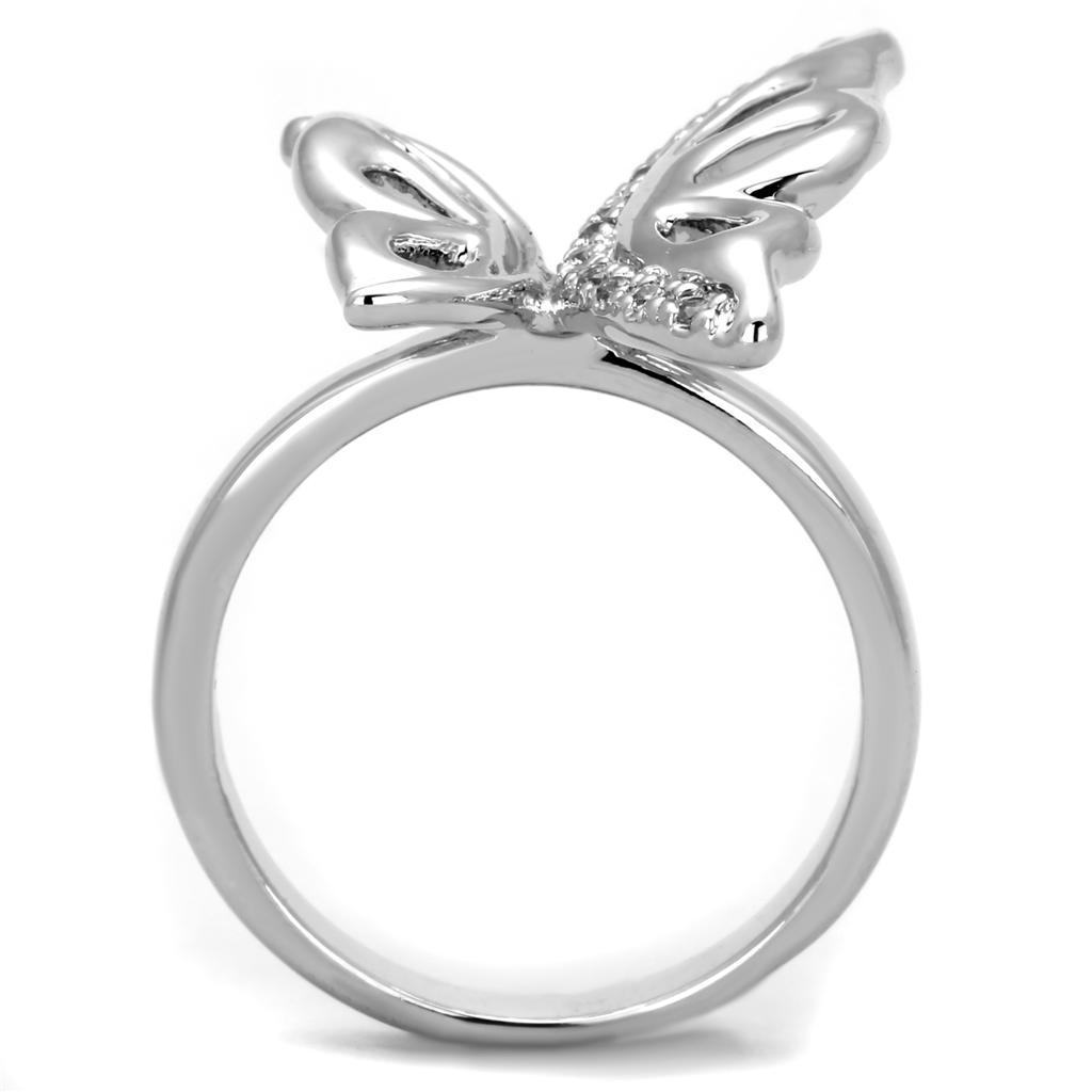 3W592 - Rhodium Brass Ring with AAA Grade CZ  in Clear-2